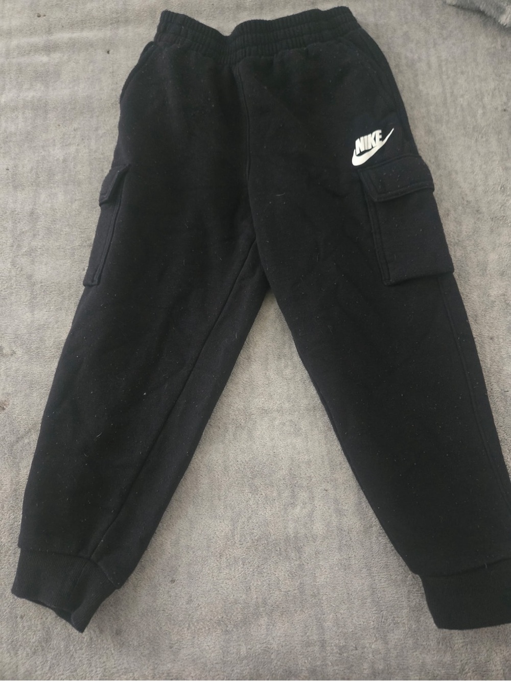 Nike Black Kids Cargo Joggers with White Swoosh